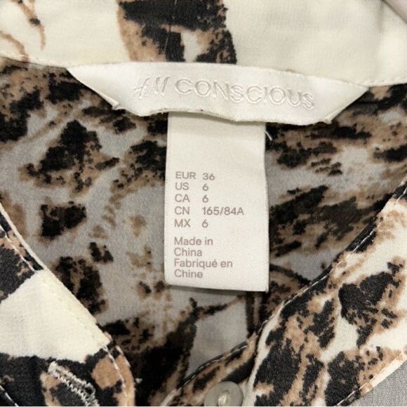 H&M Sheer Brown & Cream Tunic Top(Size 6) - Picture 4 of 5